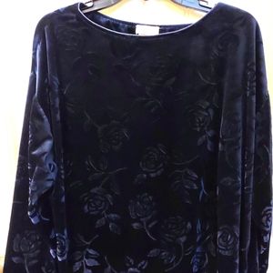 WOMEN'S Navy blue damask velour tunic